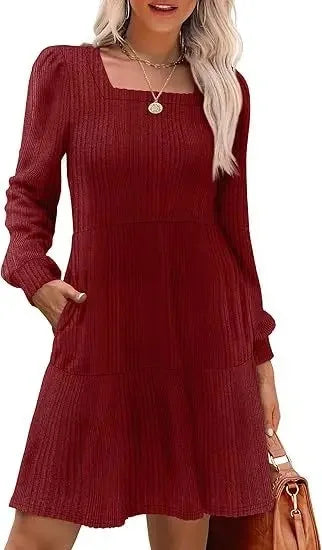 Robe Mini Élégante Emma Amawinc Encolure Carrée Pour Femme Élégance Intemporelle Et Confort Moderne