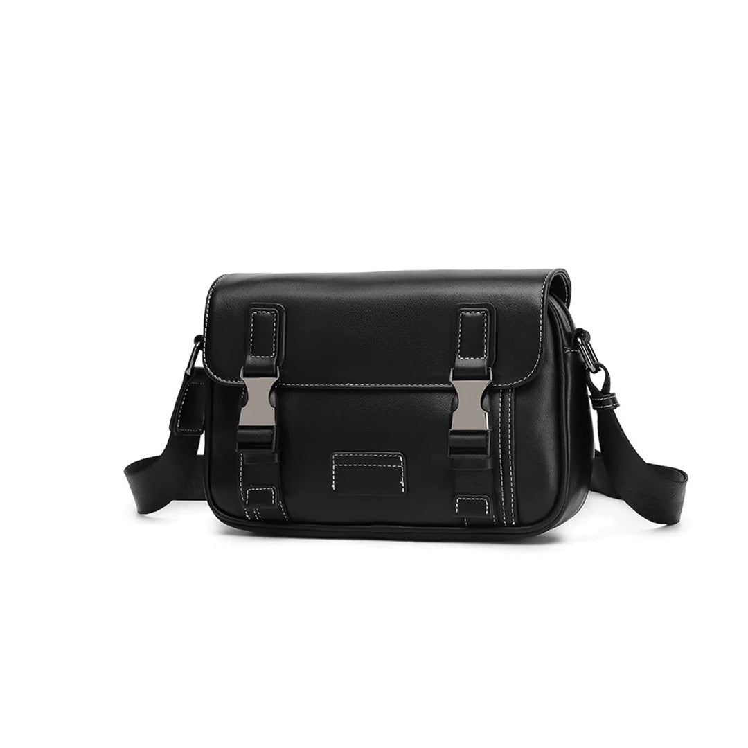 Amawinc Sac Messenger Varsity Club Léger Extérieur En Cuir Végan Et Intérieur Nylon Avec Fermeture À Pression