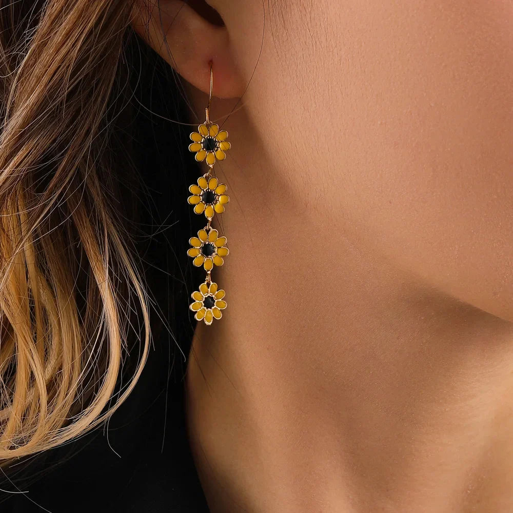 Boucles D'Oreilles Marguerite Bloomline Suspendues Légères et Délicates Mouvement Souple