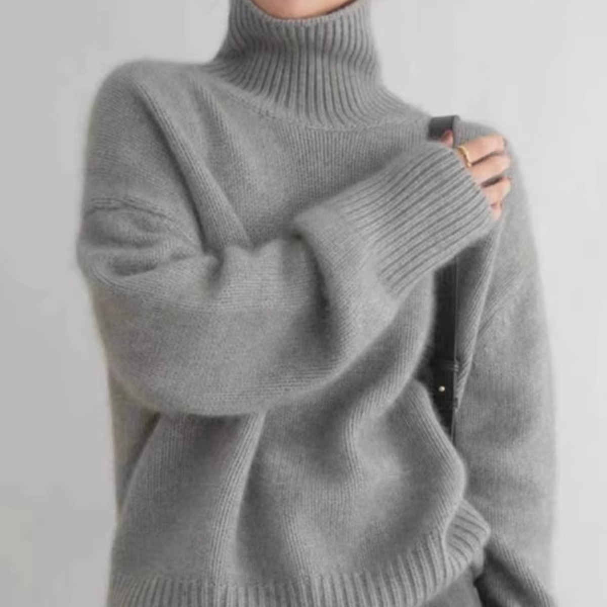 Pull En Cachemire Épais Col Haut Pour Femmes Confortable Élégant Automne Hiver Chaud Polyvalent
