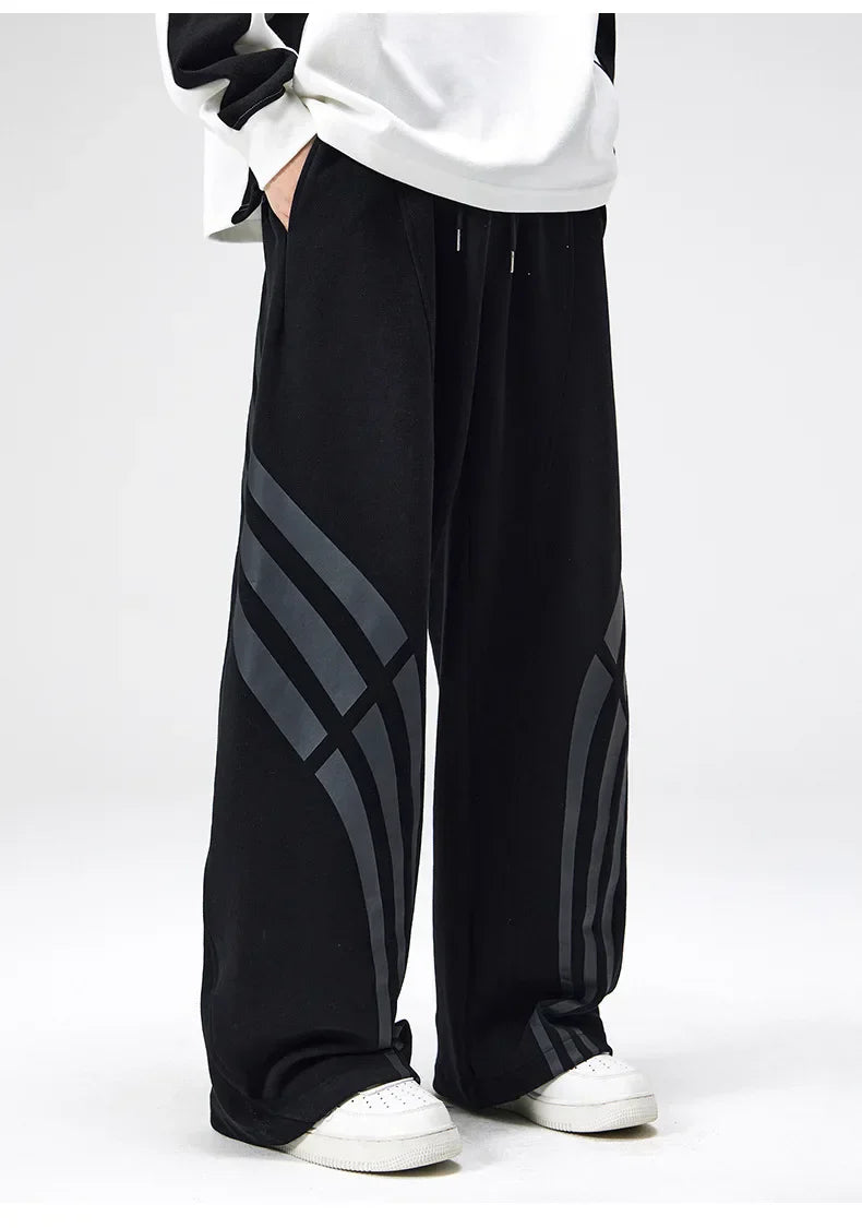 Pantalon De Survêtement Coupe Droite Warp Avec Design À Rayures Étendues Et Coloris Pierre Ou Noir Vintage