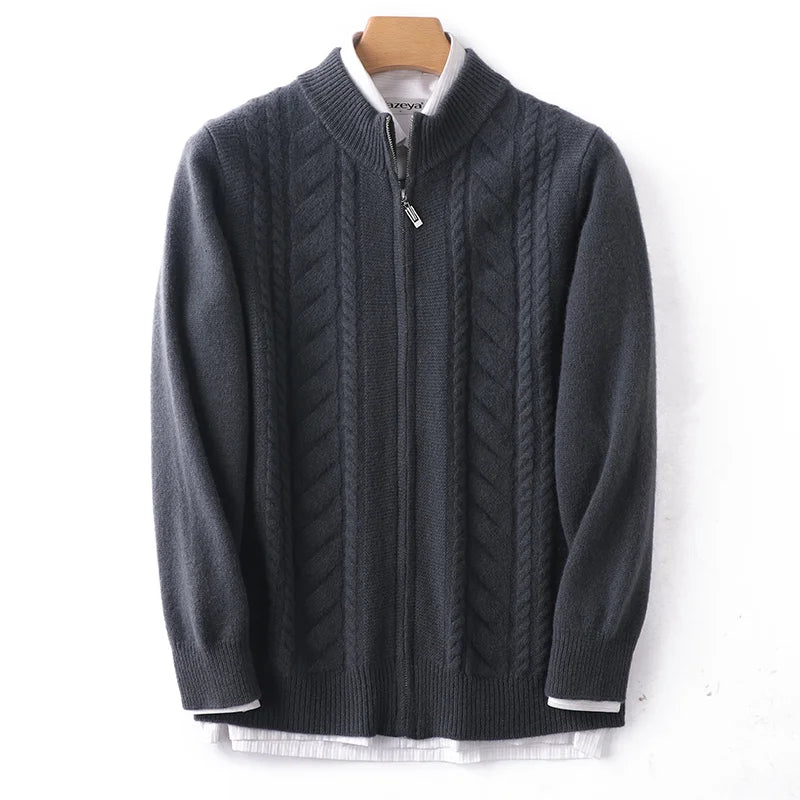 Tricot Col Montant Zippé En Mélange Cachemire Et Laine 35 Pour Cent Cachemire 65 Pour Cent Laine