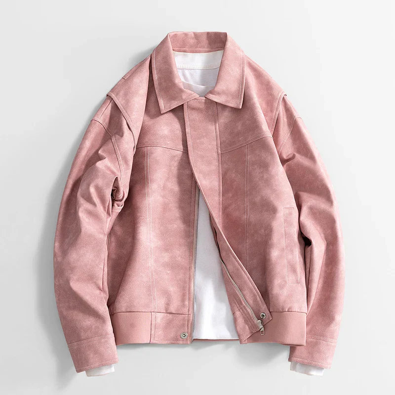 Blouson Moto Végan En Cuir Synthétique Doux Avec Texture Suède Pour Un Style Quotidien Polyvalent Et Confortable