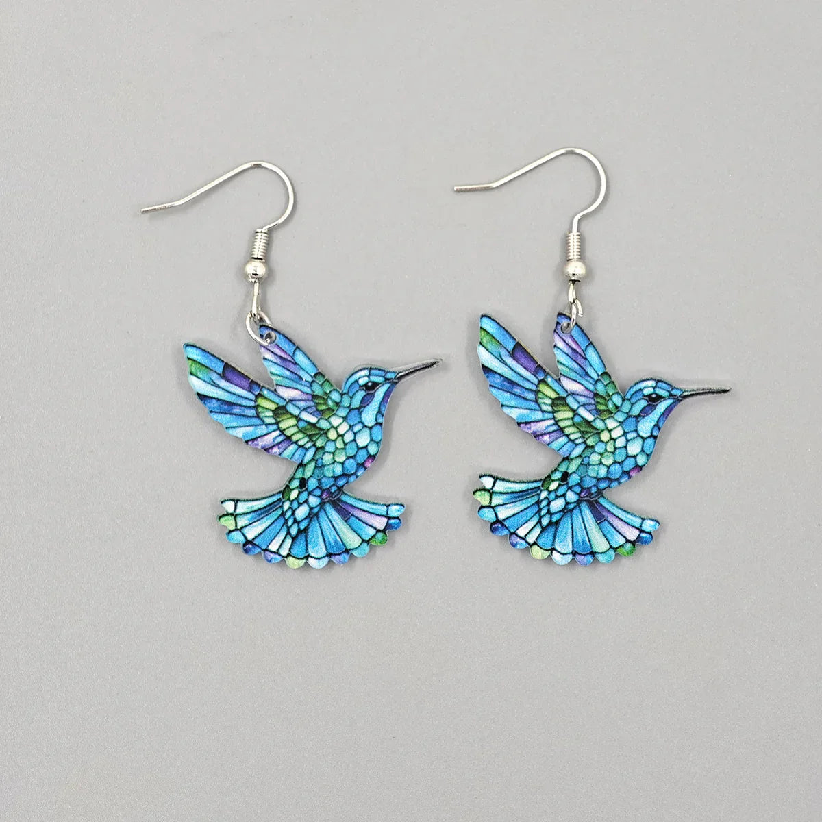Boucles Doreilles Colibri Vitrail Émaillé En Acier Inoxydable Hypoallergéniques Ensemble De 2