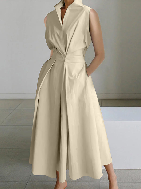 Baumwollkleid von Winty: Weiß, mit Hemdkragen, urbaner Stil