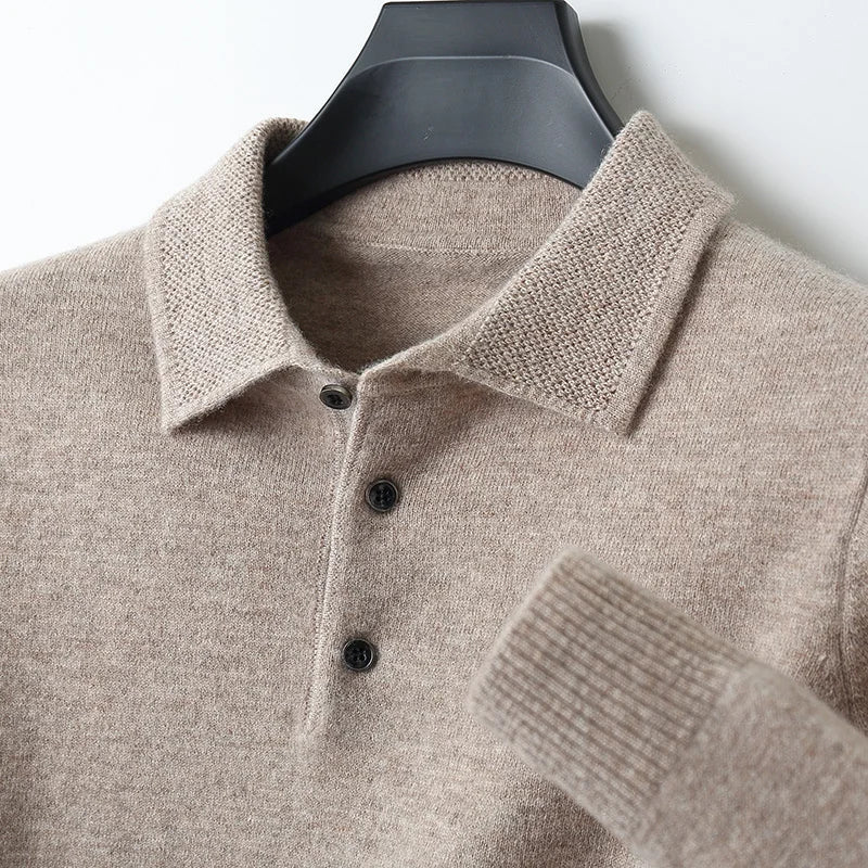 Amawinc TrueWool Polo En Laine Mérinos 100 Pour Cent Homme Coupe Ample Respirant Col Classique Léger