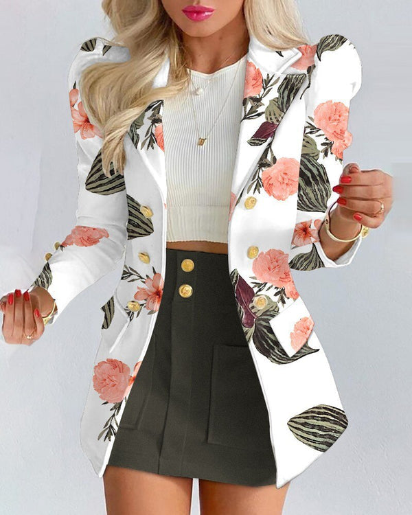 Bella Ensemble Blazer et Jupe pour Femme Coordonné Floral Chic Pour Travail et Événements