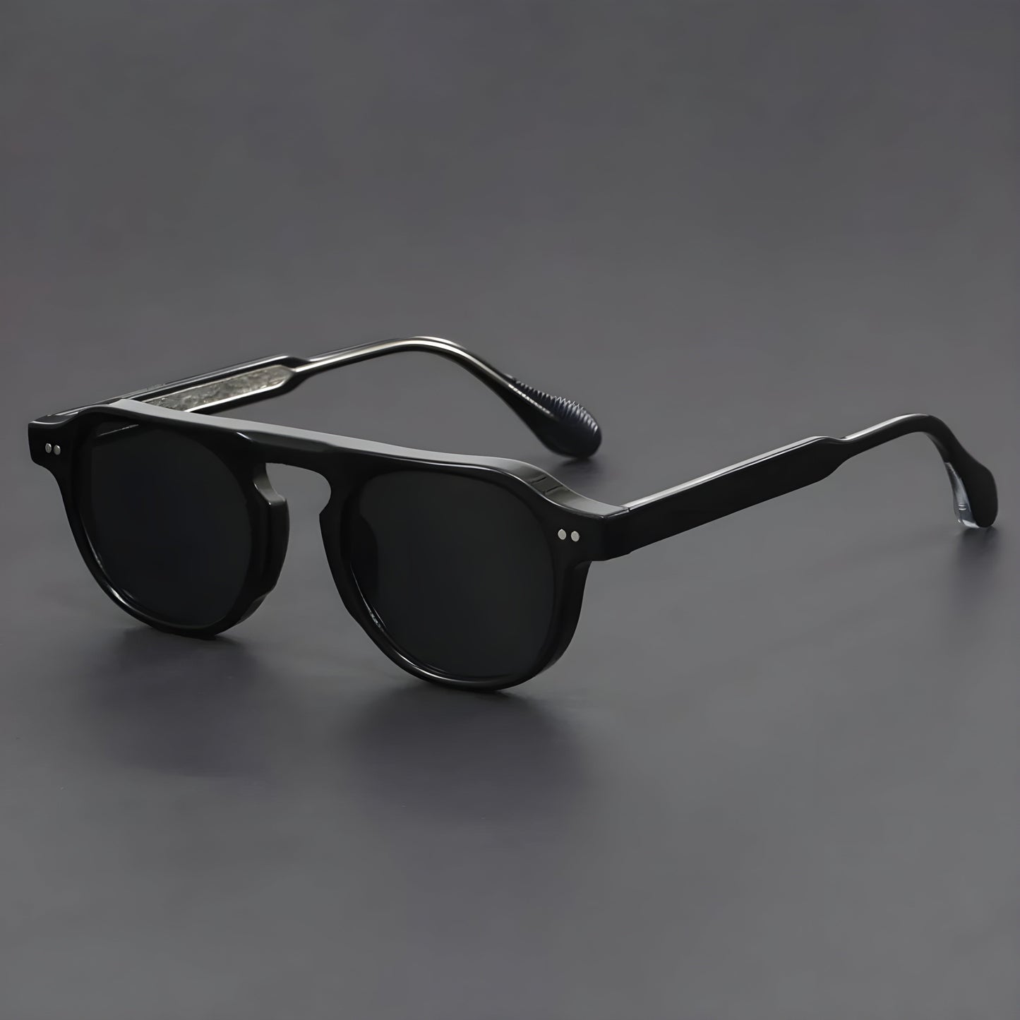 Lunettes De Soleil Vintage Fierro UV400 Cadre Tortue Et Branches Noires Robustes Et Légères Style Distinctif
