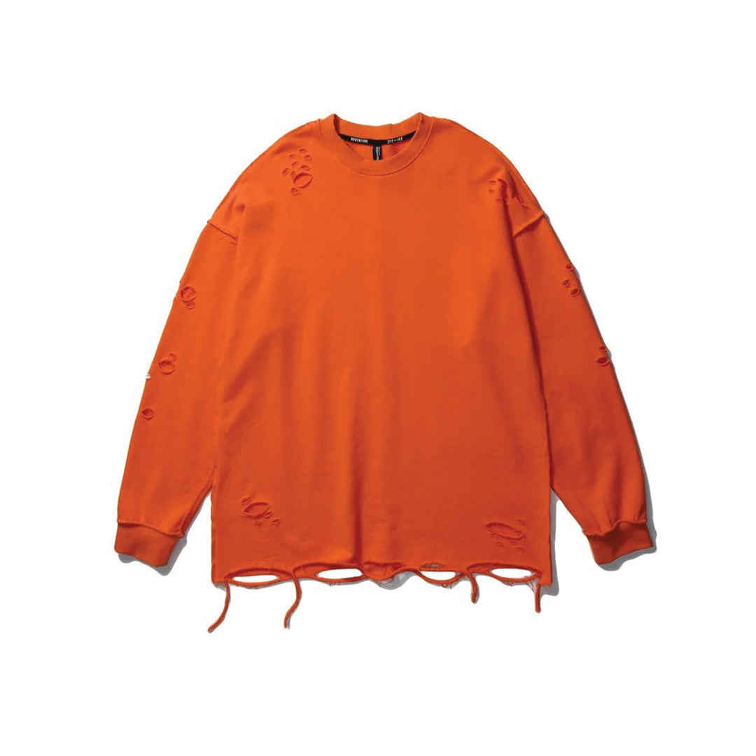 Sweatshirt Distressé De Dune En Coton 100 Pour Cent Avec Coupe Décontractée Et Détails Déchirés