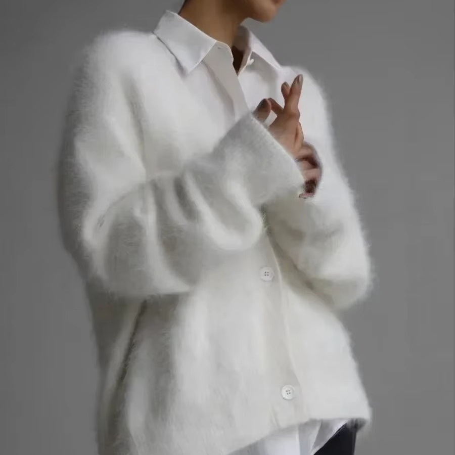Cardigan Femme Oversize En Maille Col V Boutonné Manteau Pull Confort Chic Toutes Saisons