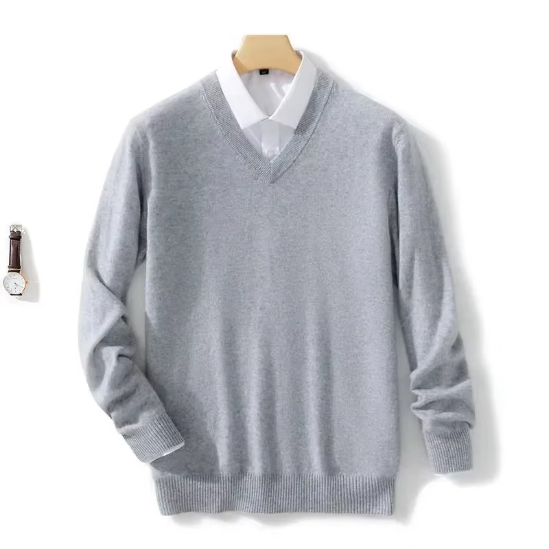 Pull En Mélange De Laine À Encolure V Pour Homme Chaud En Maille Pour L Hiver Coupe Décontractée Jusqu À 5XL Amawinc