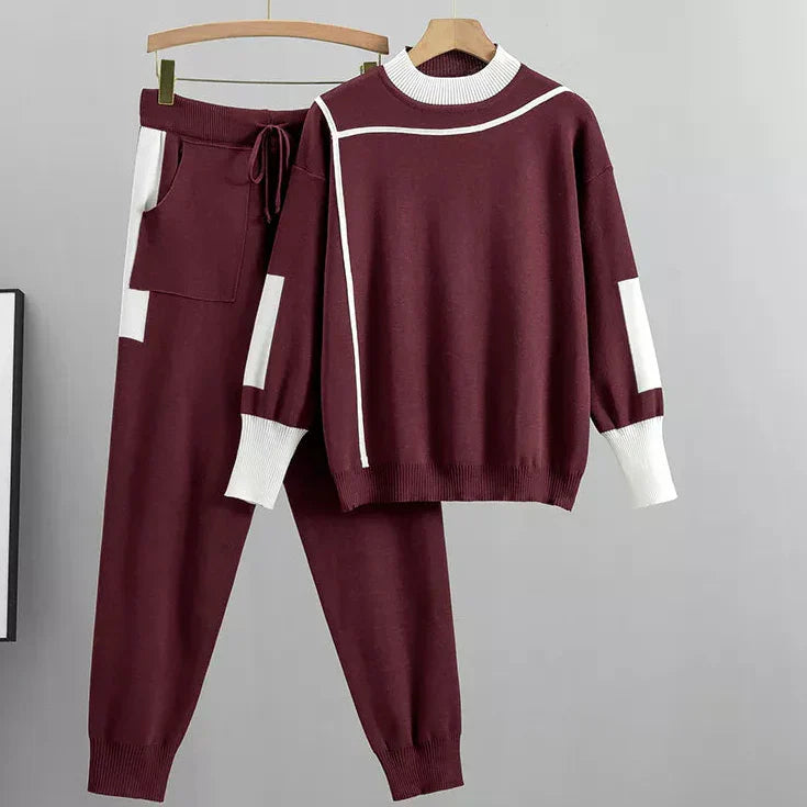 Kaitlyn Ensemble Décontracté Pull Tricot et Pantalon Jogger Femme Confort et Élégance
