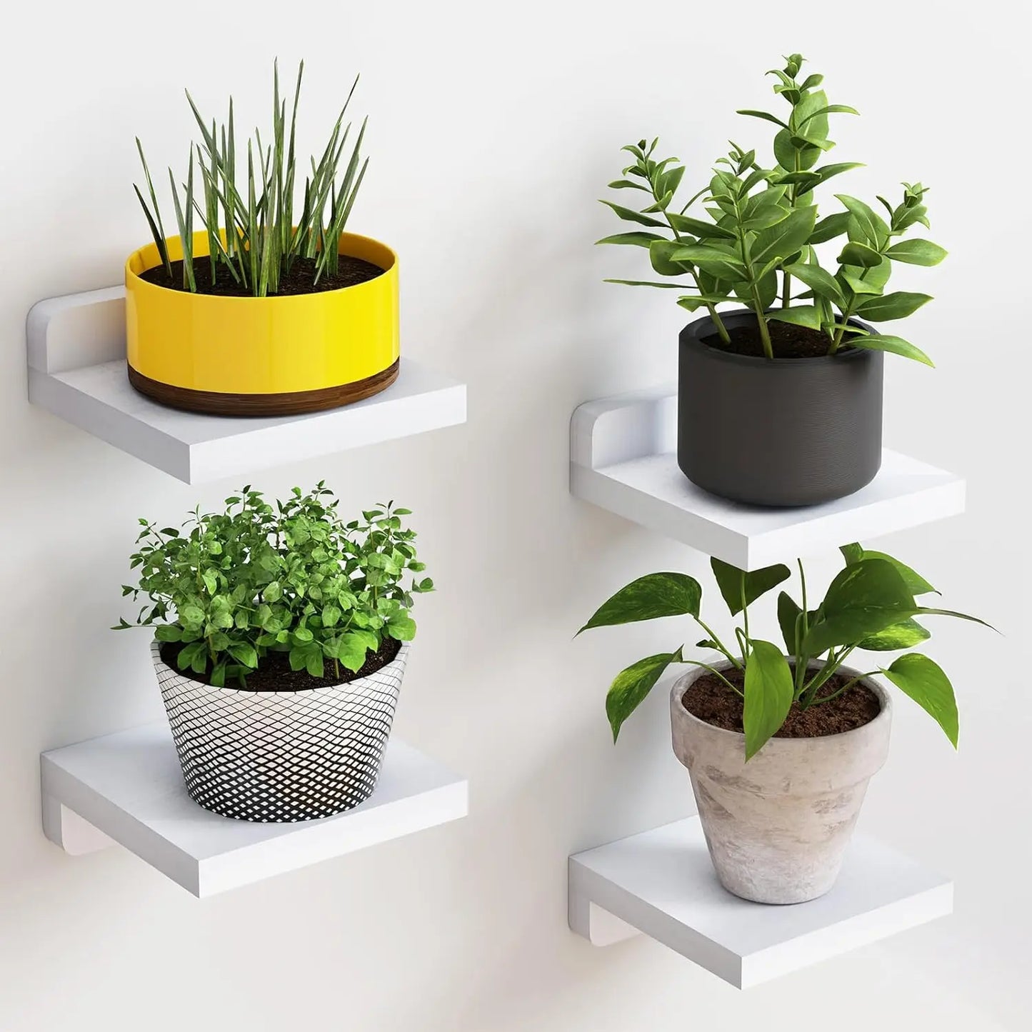 Étagères Flottantes Mini 4 Pièces Design Moderne Minimaliste pour Salon Bureau Chambre