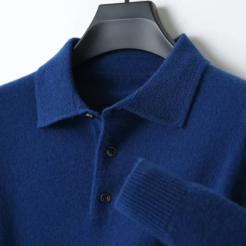Amawinc TrueWool Polo En Laine Mérinos 100 Pour Cent Homme Coupe Ample Respirant Col Classique Léger