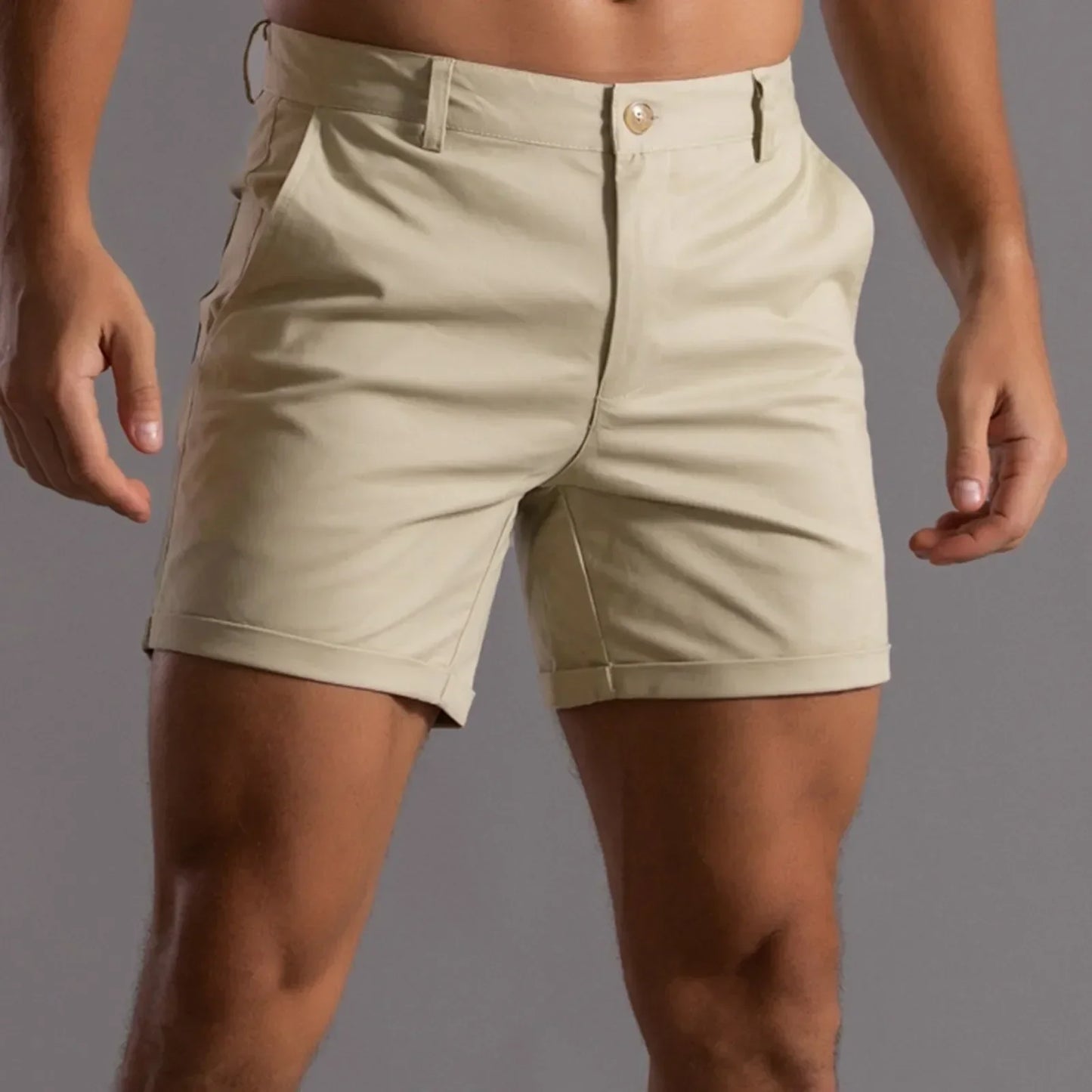 Shorts Mi Longs Pour Hommes À Quatre Directions Avec Coupe Ajustée Et Taille SemiÉlastique Coutures Durables
