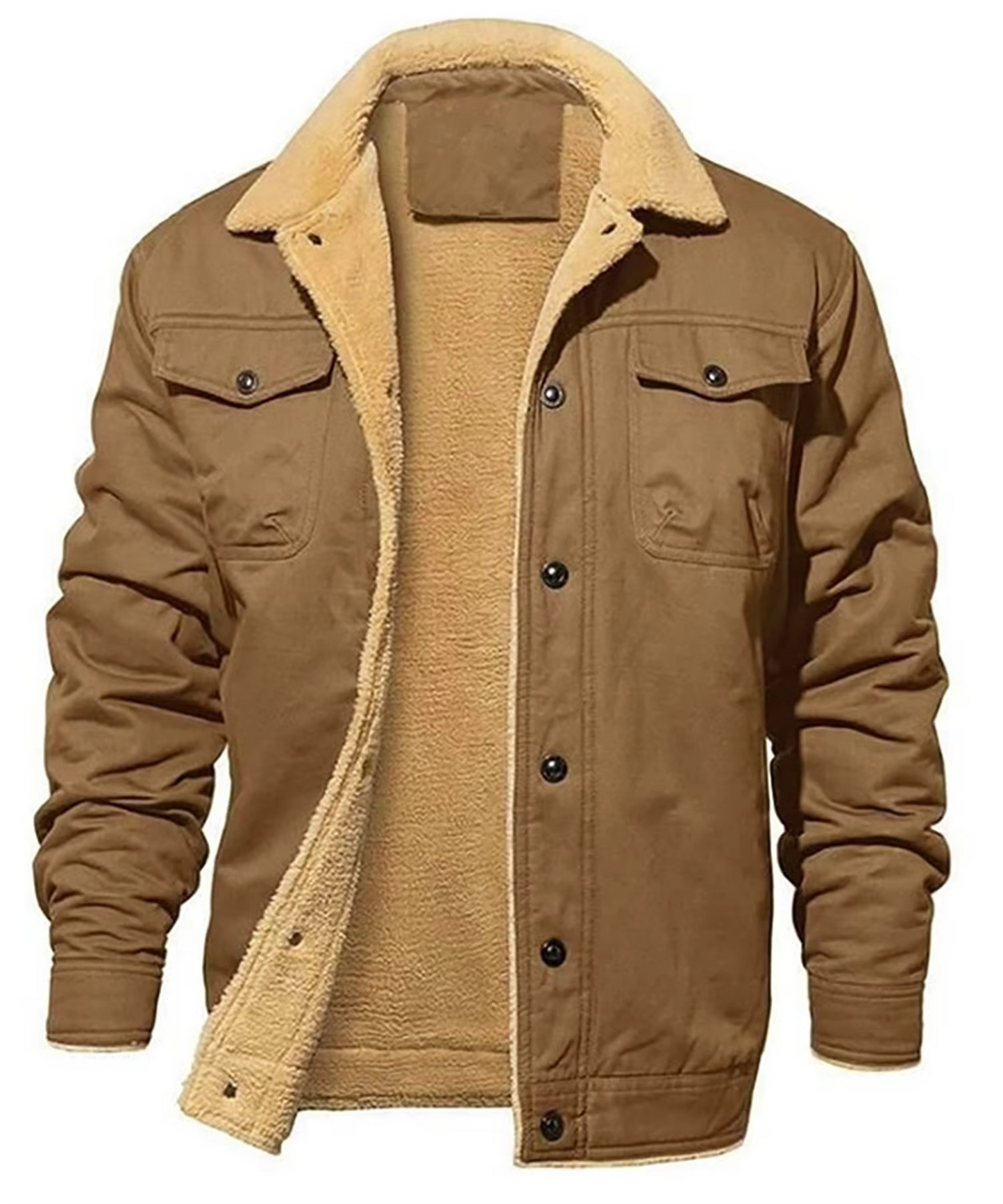 Parka Homme Hiver Doublure En Faux Sherpa Résistant Au Vent Isolation Thermique Avec Poches Noires