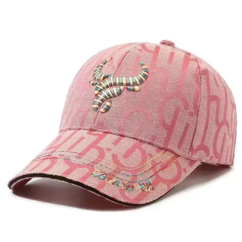 Casquette Taurus Trail en Tissu Mélangé avec Tête de Taureau Brodée Ajustable pour Trail ou Ville
