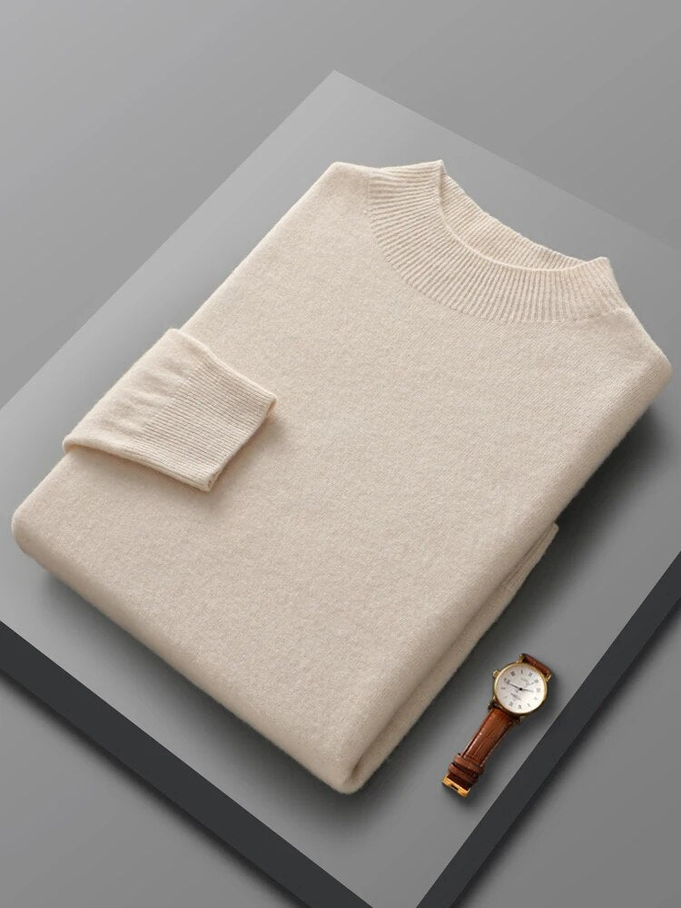 Amawinc Joshua Pull Col Rond à Côtes Uni Pour Homme Tricot Décontracté Chic Manches Longues