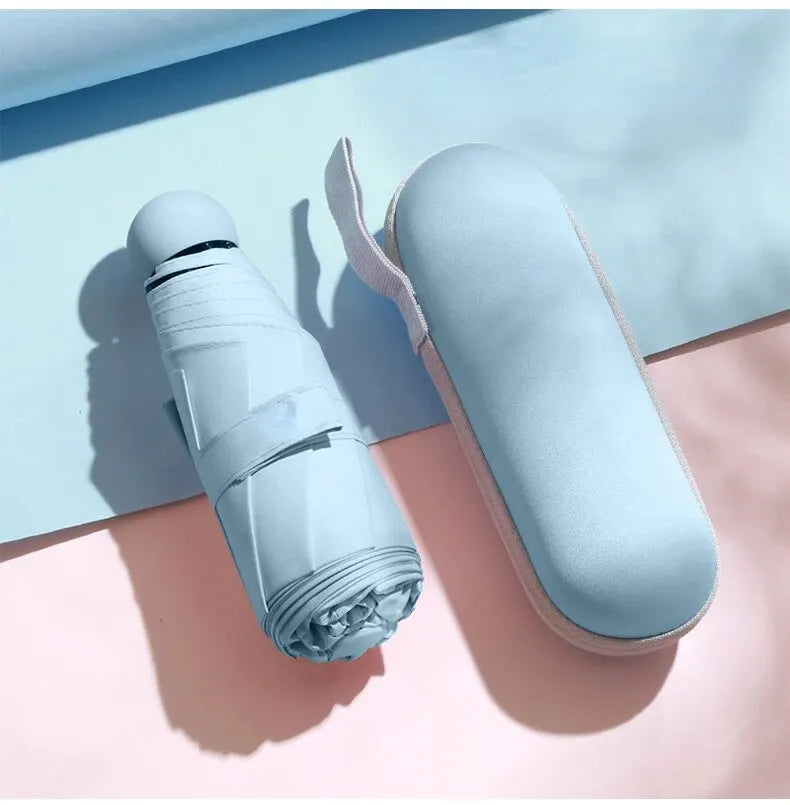 Ombrelle Capsule Mini Ultra Portable Pour Soleil Et Pluie Avec Protection Puissante En Poche