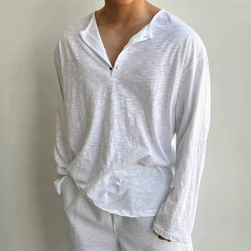 Chemise Navari Linenwave En Coton Lin Pour Homme Col Ouvert Coupe Décontractée Respirante Texture Lin Coton