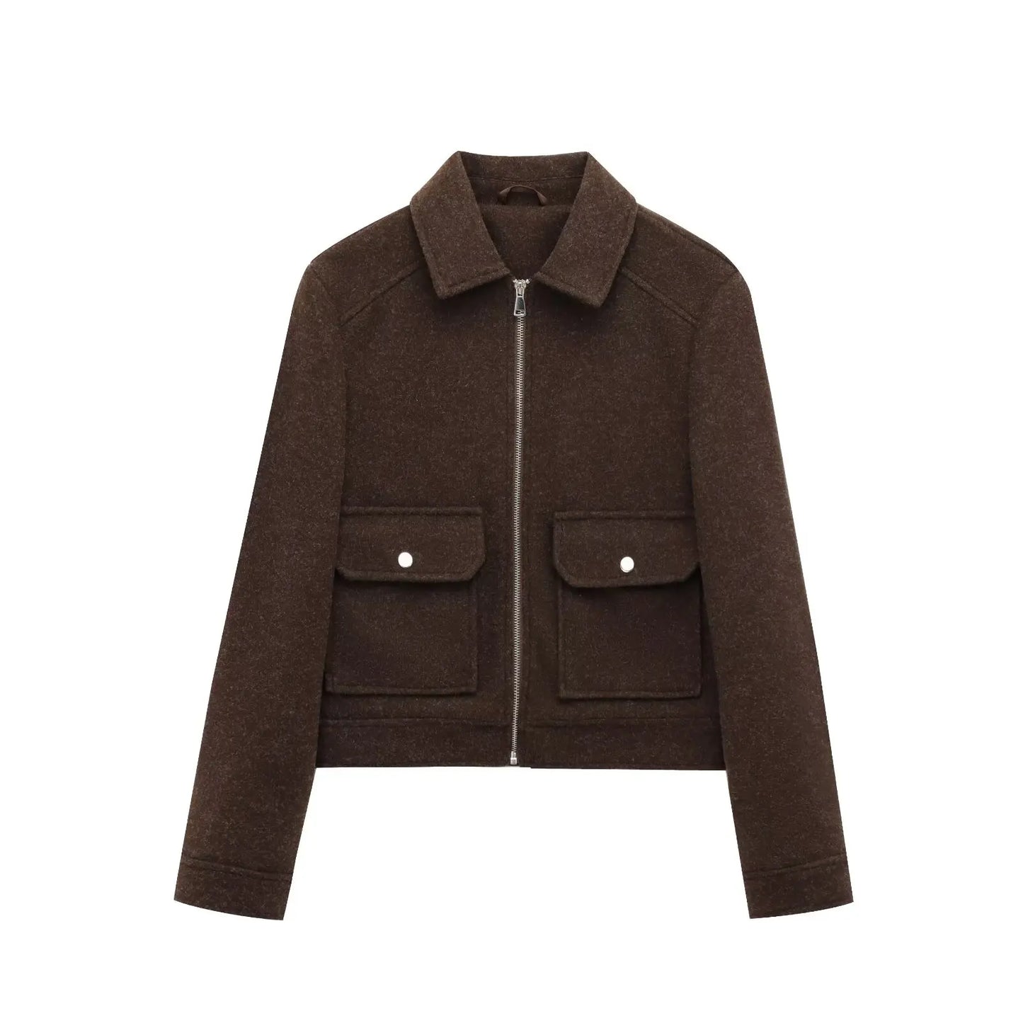 Amawinc Veste Décontractée Femme Jasmine Zip Avant Poches Style Urbain Moderne Quotidien