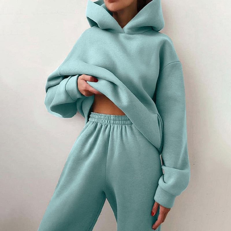 Ensemble Jogging Femme Oversize Hoodie Pantalon Coton Doux Coupe Décontractée Pour Détente