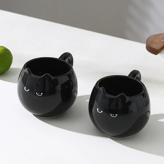 Midnight Cat Glazed Ceramic Mug - Amawinc
