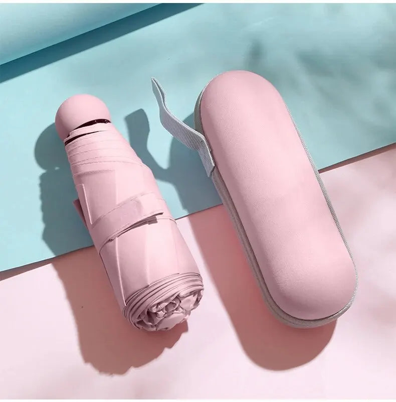 Ombrelle Capsule Mini Ultra Portable Pour Soleil Et Pluie Avec Protection Puissante En Poche