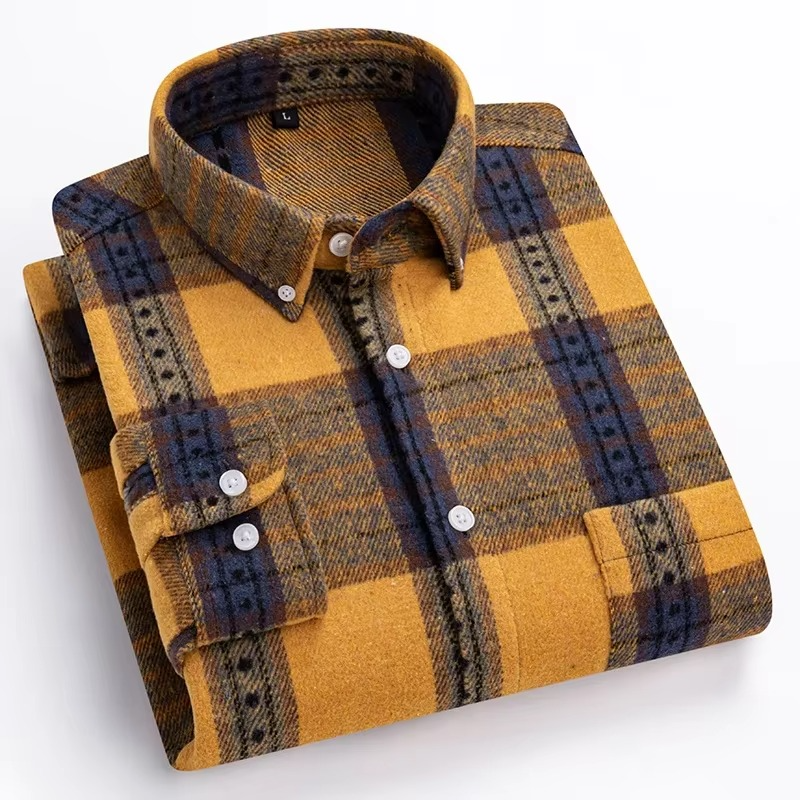 Chemise Pour Homme À Carreaux Taille Plus 7XL Manches Longues 100 Pour Cent Coton Avec Poche Poitrine Unique