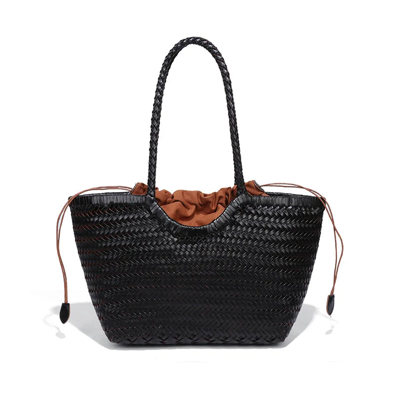 Amawinc Kathy Sac Cabas Cuir Tissé Spacieux Pour Plage Durable Léger Avec Organisation Pratique