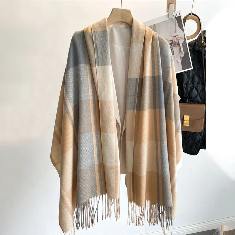 Ginevra Écharpe Longue À Carreaux Frangée Pour Un Look Sophistiqué Et Polyvalent