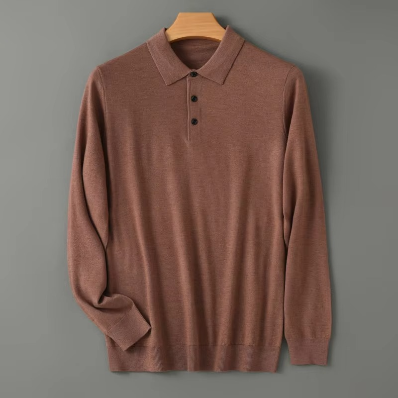 Pull Mérinos Mélange Cachemire Col Polo En Maille Légère Chaud Confort Quotidien Élégant Pour Homme