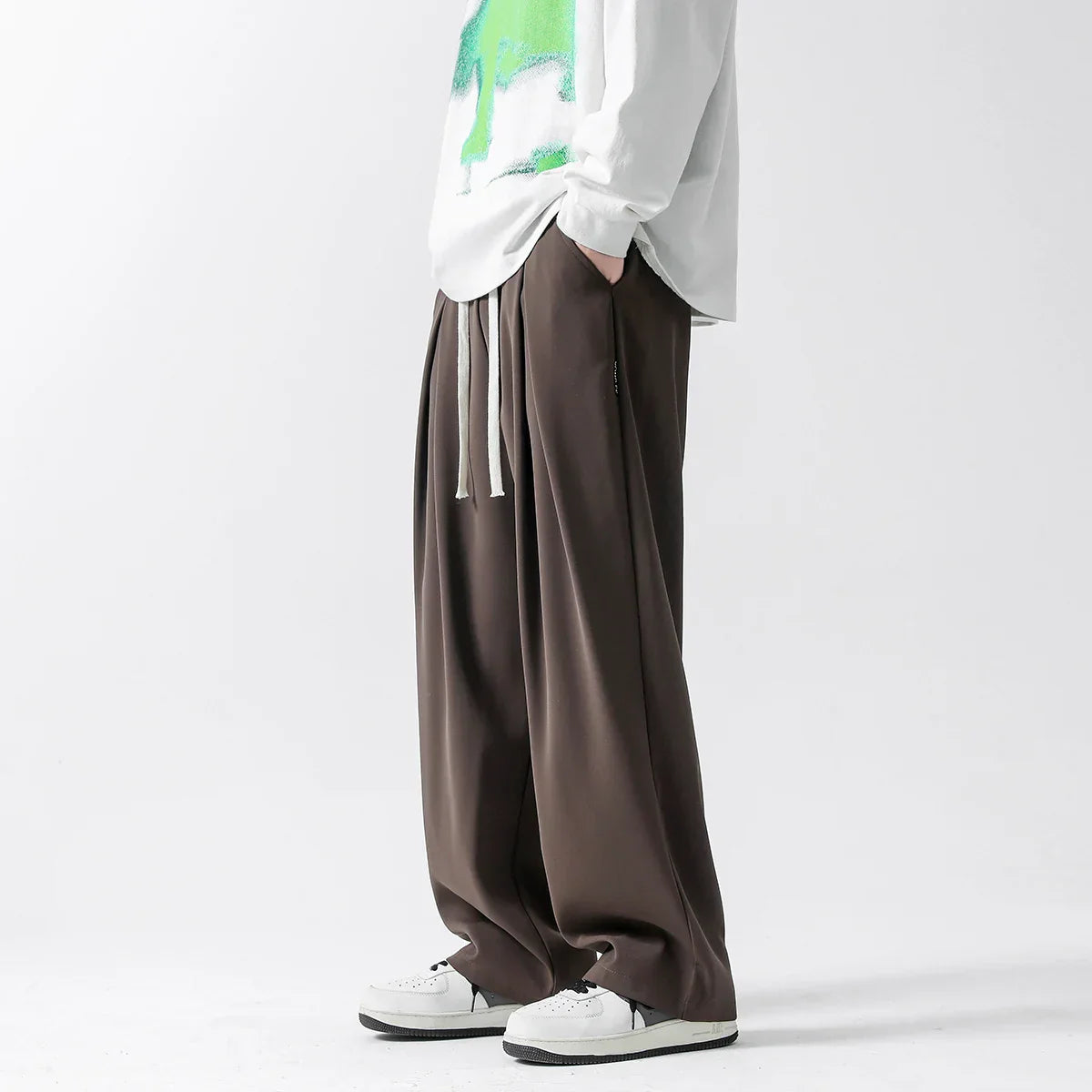 Pantalon De Sweat En Soie Glacée Lyndon Coupe Large Résistant Aux Plis Été Respirant