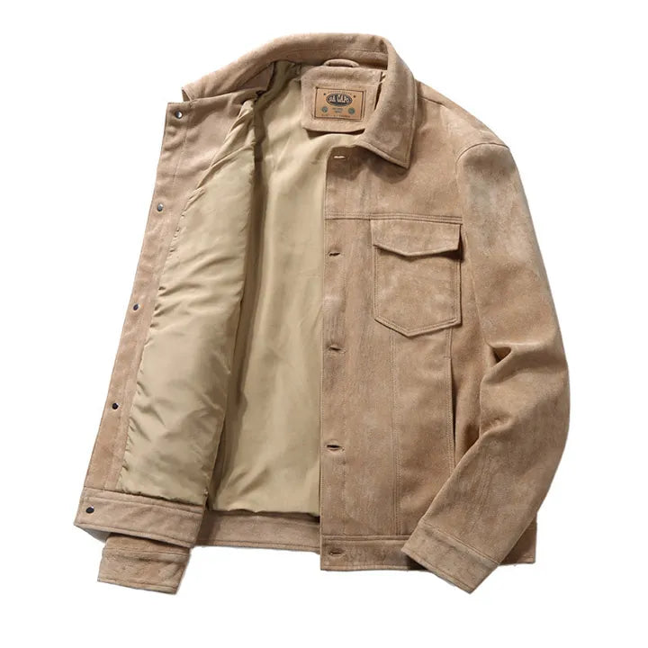 Veste Homme en Daim Premium Amawinc Hunter Intemporelle pour Style Quotidien Durable et Polyvalente