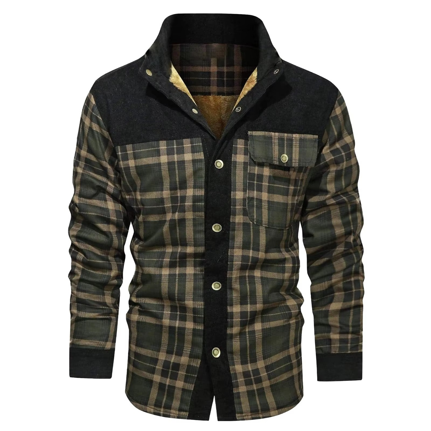 Manteau Chemise À Capuche En Laine Doublée Flanelle À Carreaux Pour Homme Amawinc