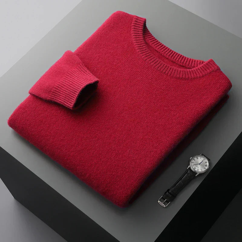 Amawinc Sweatshirt Homme en Laine Nordisk Flair Coupe Ample Col Rond Poignets Côtes Design Minimaliste