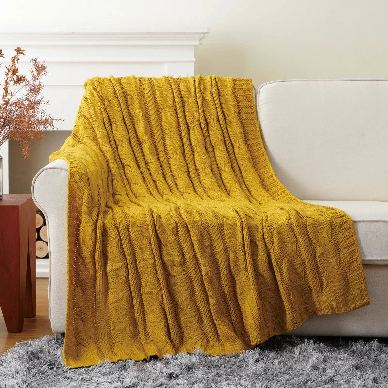 Battilo Couverture En Maille Texturée Ultra Douce Pour Lit Et Canapé Décor Chaleureuse Confortable