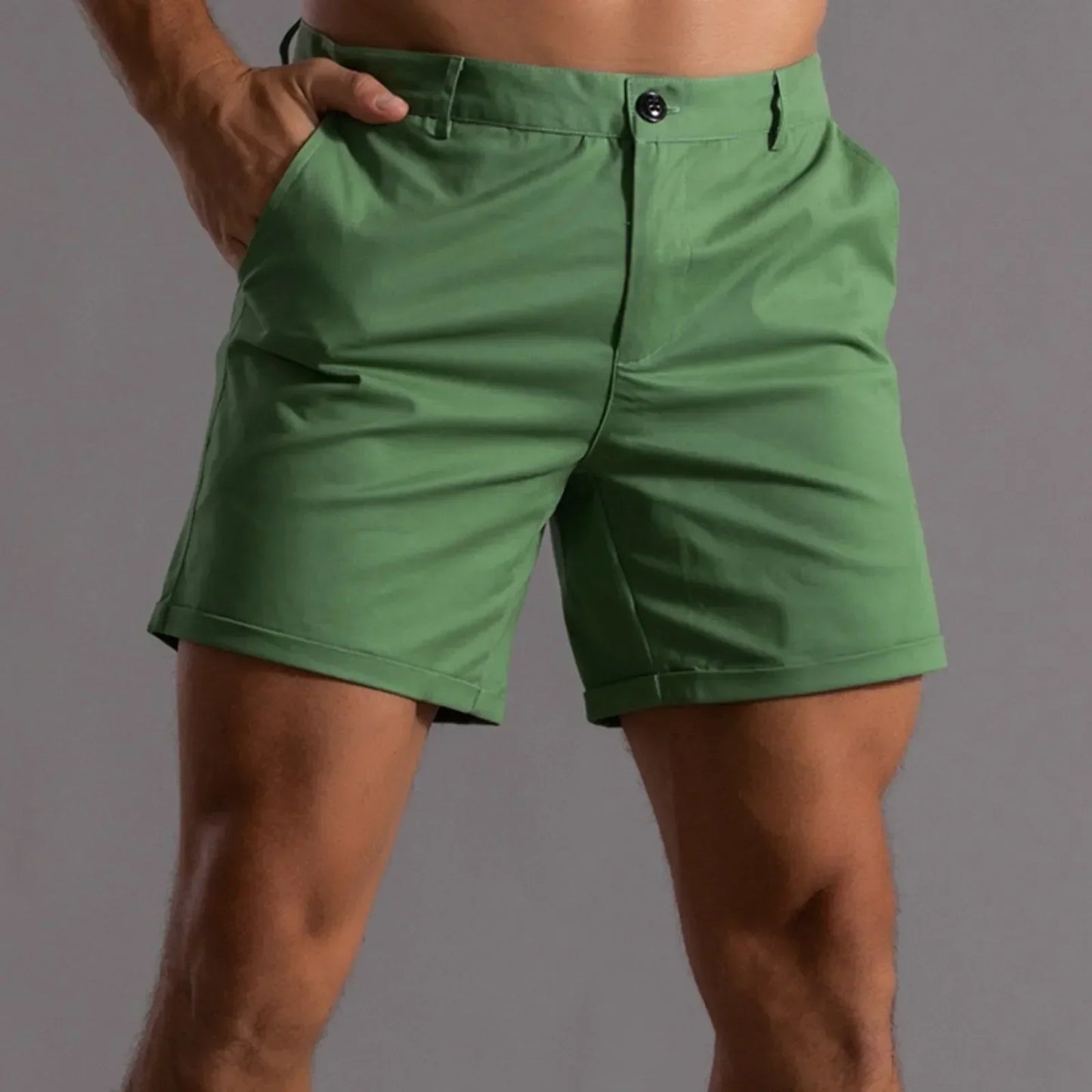 Shorts Mi Longs Pour Hommes À Quatre Directions Avec Coupe Ajustée Et Taille SemiÉlastique Coutures Durables