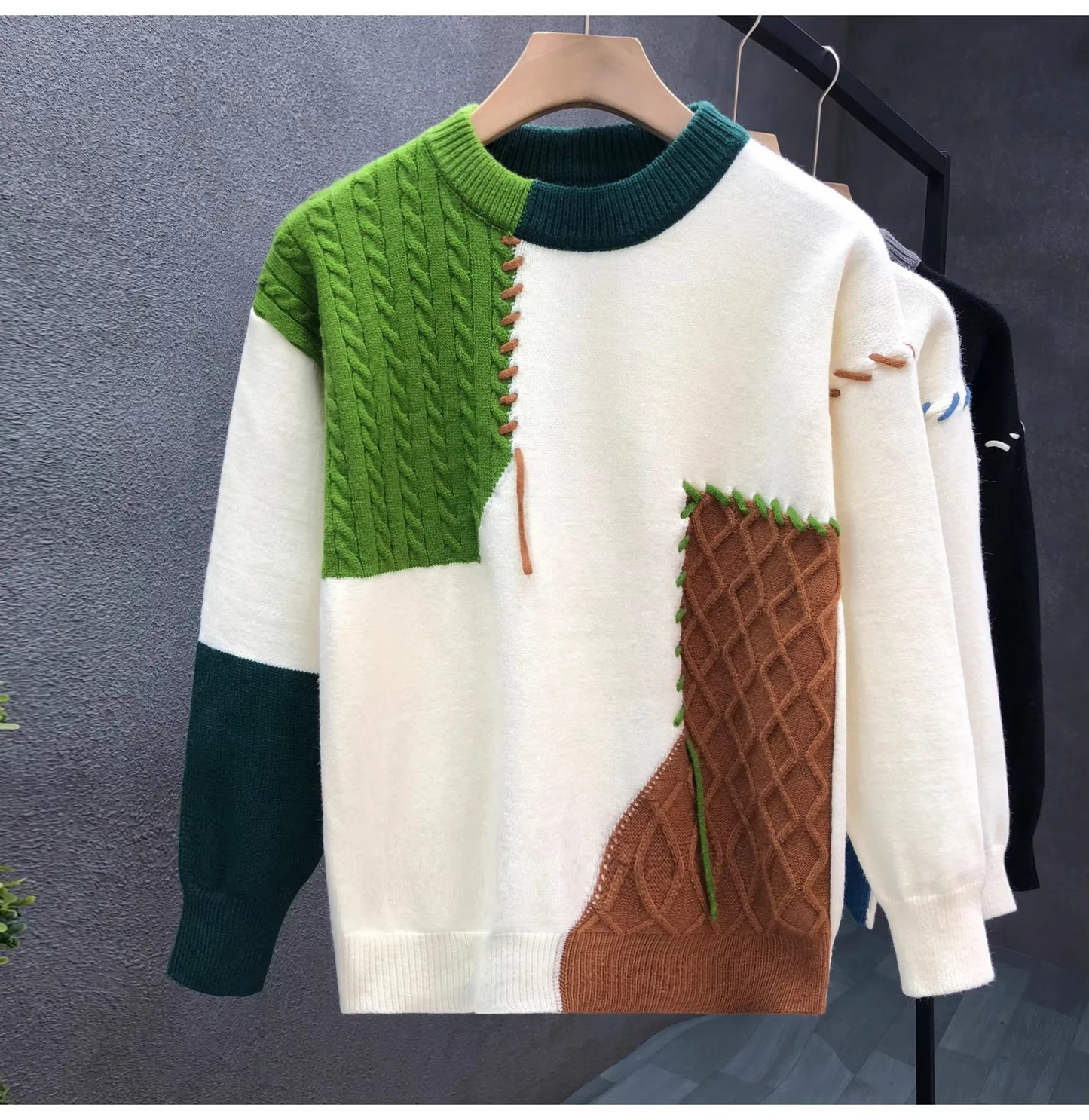 Pull Patchwork Tricot Pour Homme Streetwear Automne Hiver Confort Et Style Urbain