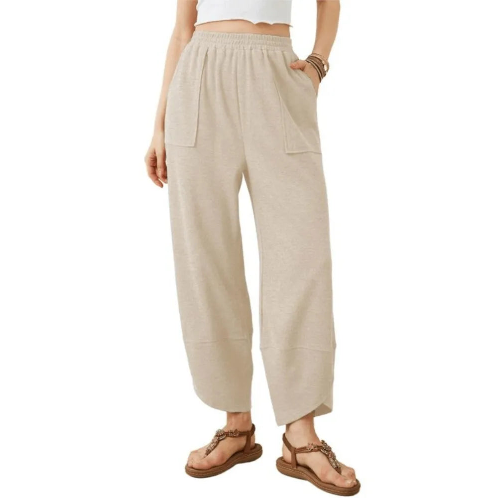 Sophia Pantalon À Jambe Large Évasée Confortable Élastique Léger Pour Printemps Automne