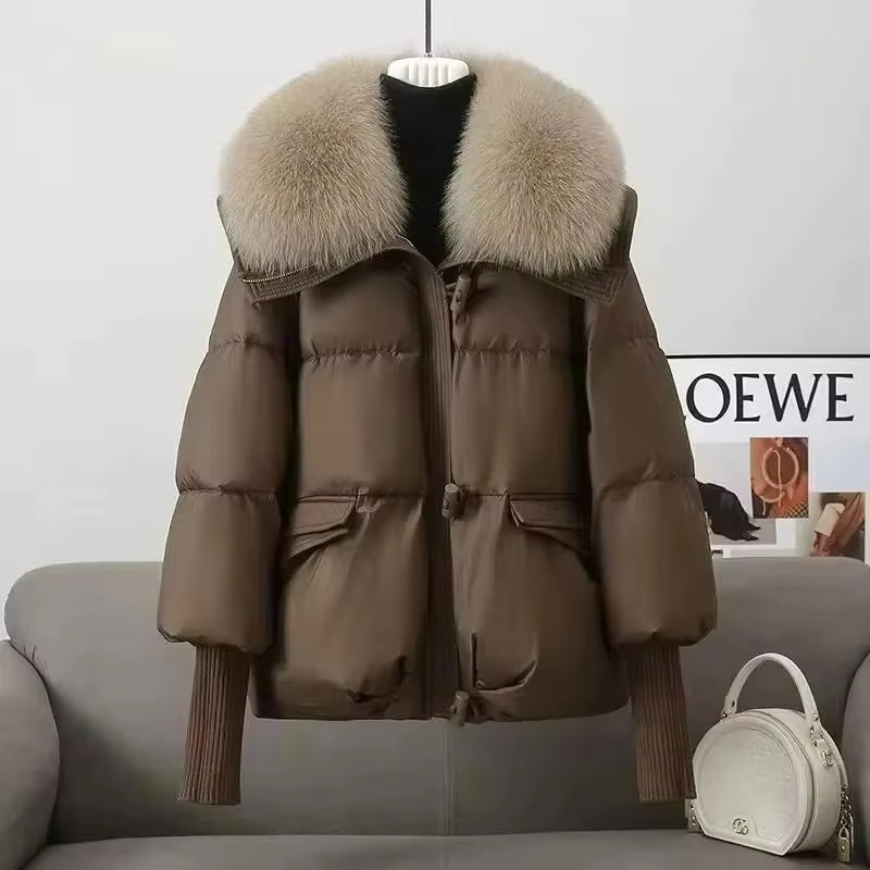 Parka D’Hiver Pour Femmes 2025 Avec Grand Col En Fausse Fourrure Chaude Et Doublure Duvet Coton