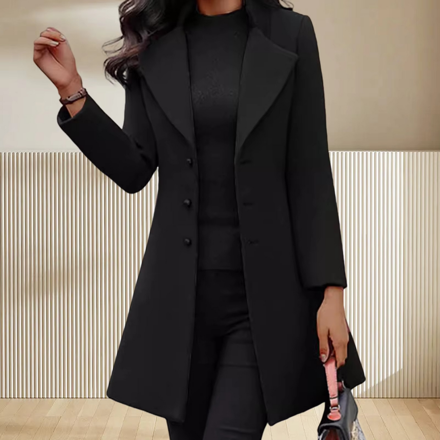 Manteau Femme Mi Longueur En Laine Coupe Slim Boutonné Hiver Chaud Et Élégant Pour Femme Chic