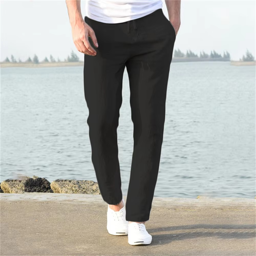 Amawinc Pantalon Homme En Coton Lin Respirant Pour Confort Quotidien Et Style Léger Toute La Journée