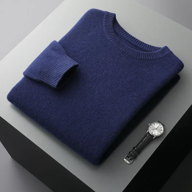 Amawinc Sweatshirt Homme en Laine Nordisk Flair Coupe Ample Col Rond Poignets Côtes Design Minimaliste