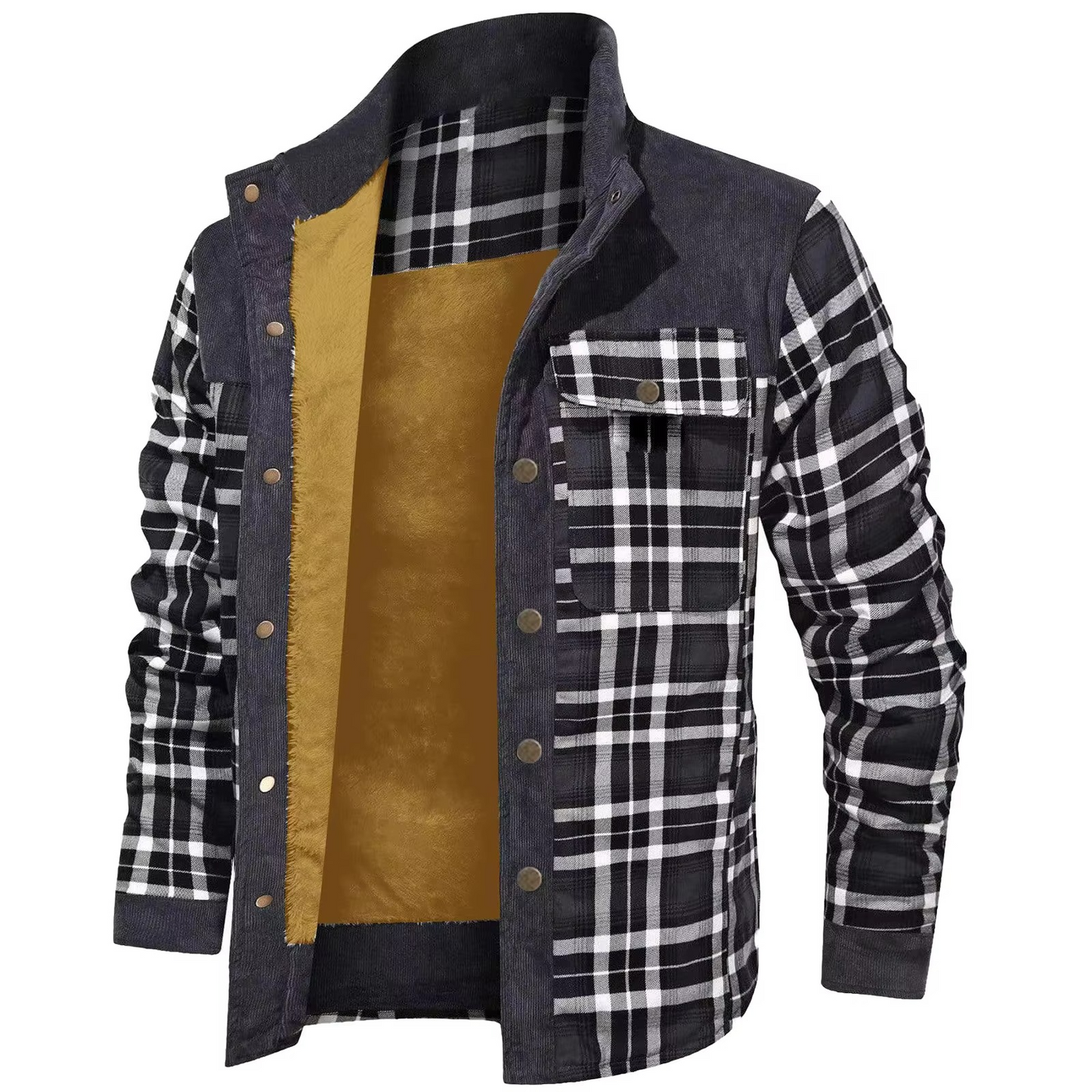 Manteau Chemise À Capuche En Laine Doublée Flanelle À Carreaux Pour Homme Amawinc