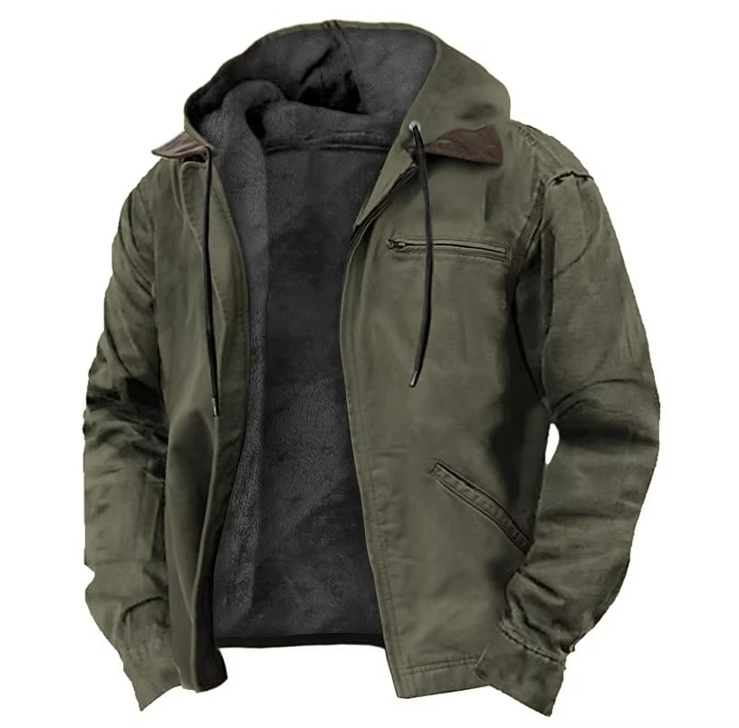 Veste Polaire À Capuche Homme Amawinc Hivernale Avec Poches Zippées Doublure Chaude Pour Plein Air