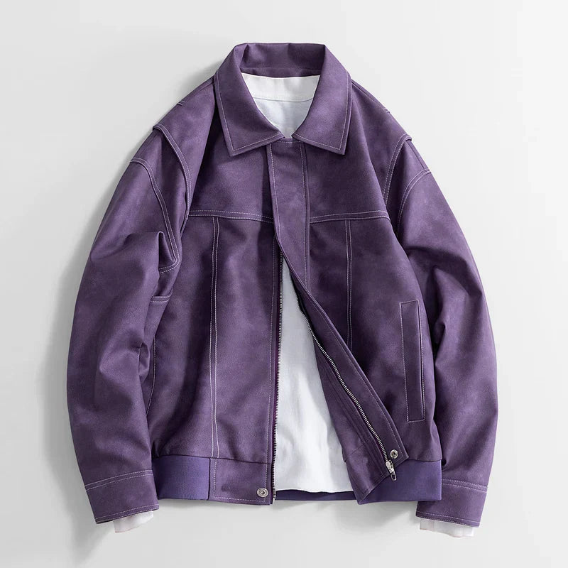 Blouson Moto Végan En Cuir Synthétique Doux Avec Texture Suède Pour Un Style Quotidien Polyvalent Et Confortable