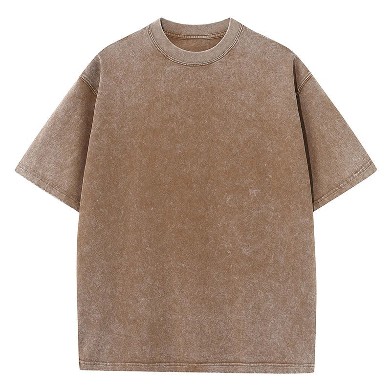 Bravon T Shirt Rétro En Coton Épais Lavé Coupe Large Oversize Pour Un Look Décontracté