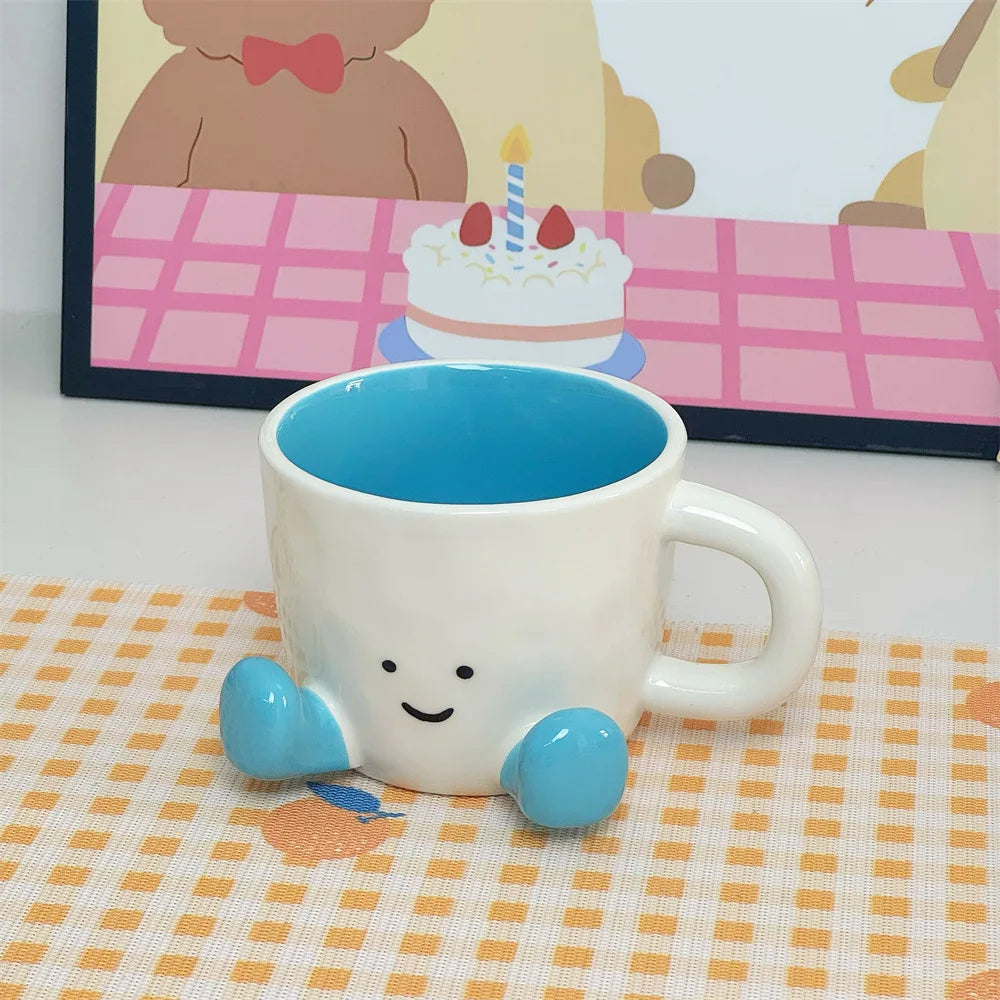 Tasse Céramique Smiley Mellow Émaillée À La Main Avec Charme En Forme De Jambes Ludiques