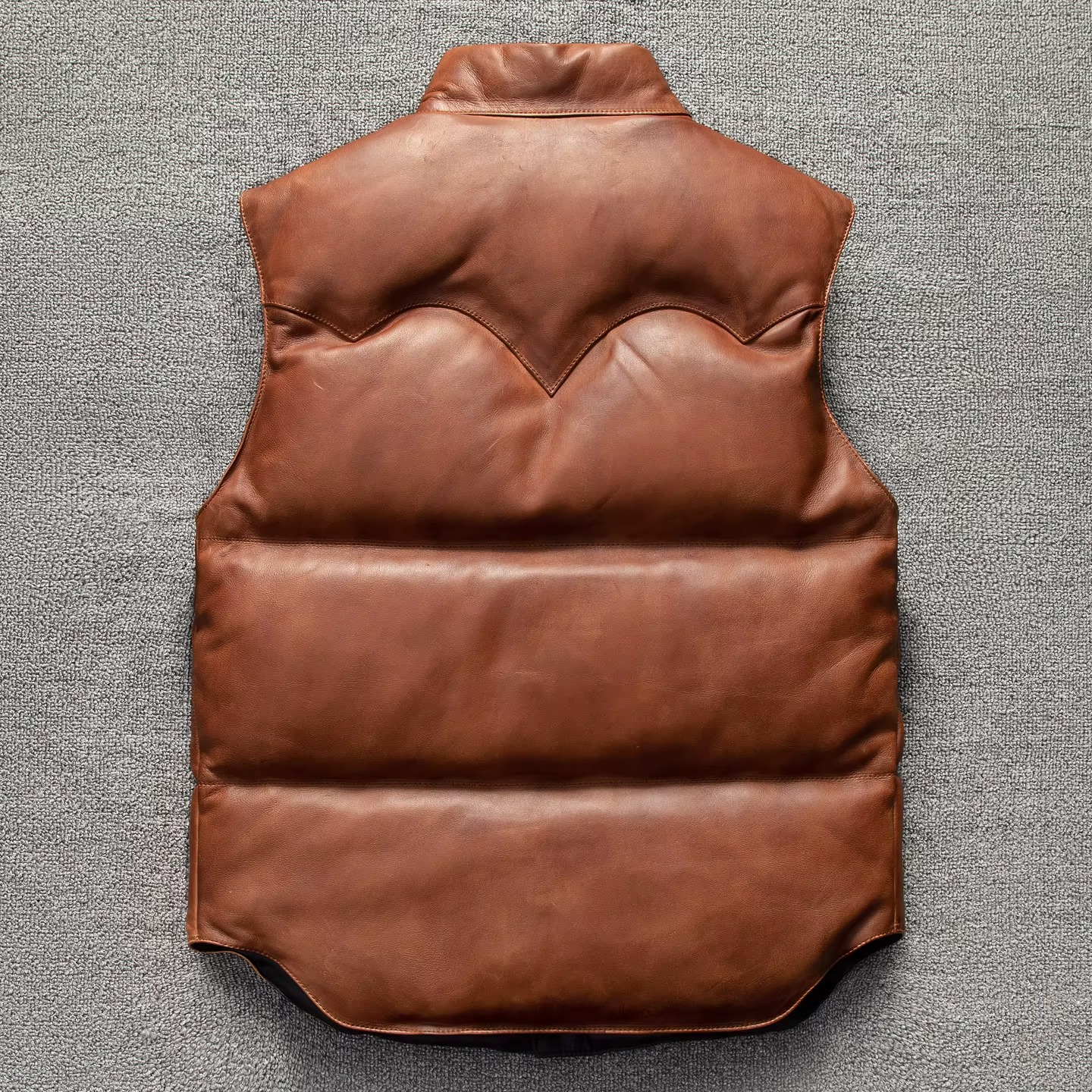 Gilet Biker En Cuir D Agneau Marron Matelassé Puffer Pour Homme Confortable Durable Et Authentique